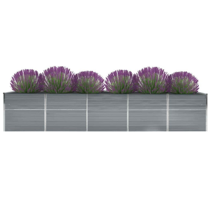 Strat înălțat de grădină, gri, 400x80x77 cm, oțel galvanizat - WALTI WALTI