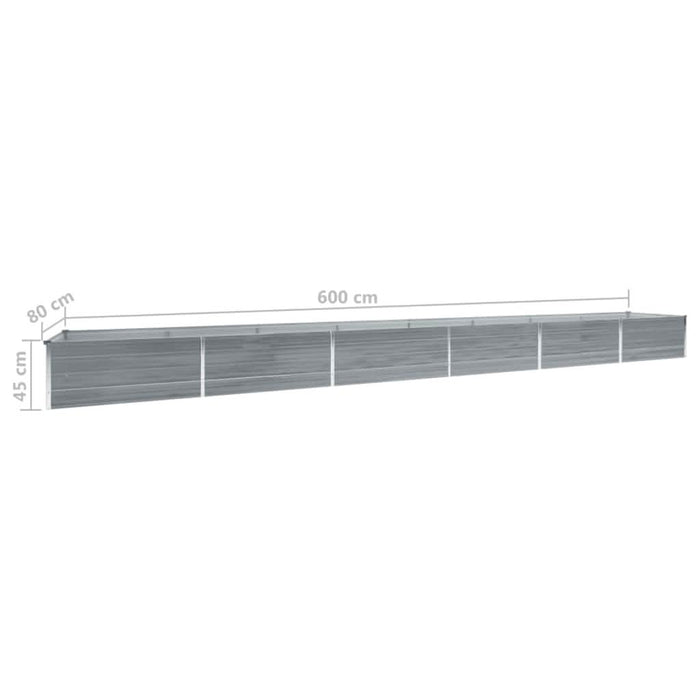 Strat înălțat de grădină, gri, 600x80x45 cm, oțel galvanizat - WALTI WALTI