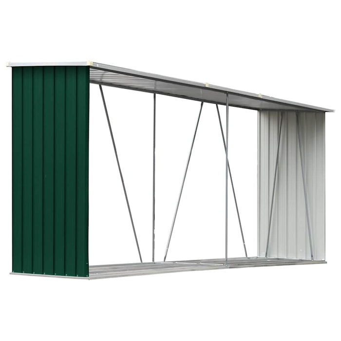 Șopron depozitare lemne, verde, 330x84x152 cm, oțel galvanizat WALTI