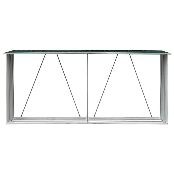 Șopron depozitare lemne, verde, 330x84x152 cm, oțel galvanizat WALTI