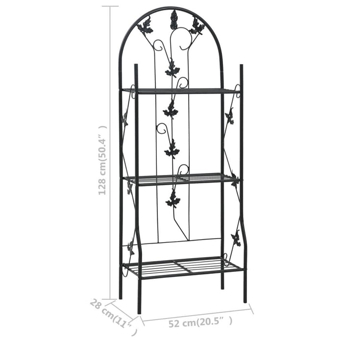 Suport de plante, 3 niveluri, negru, 52 x 28 x 128 cm, fier - WALTI WALTI