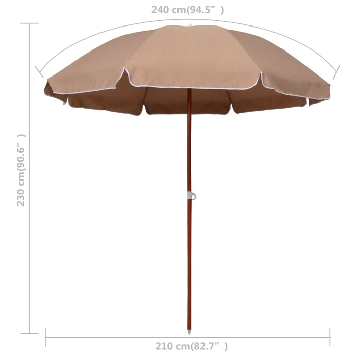 Umbrelă de soare cu stâlp din oțel, gri taupe, 240 cm - WALTI WALTI