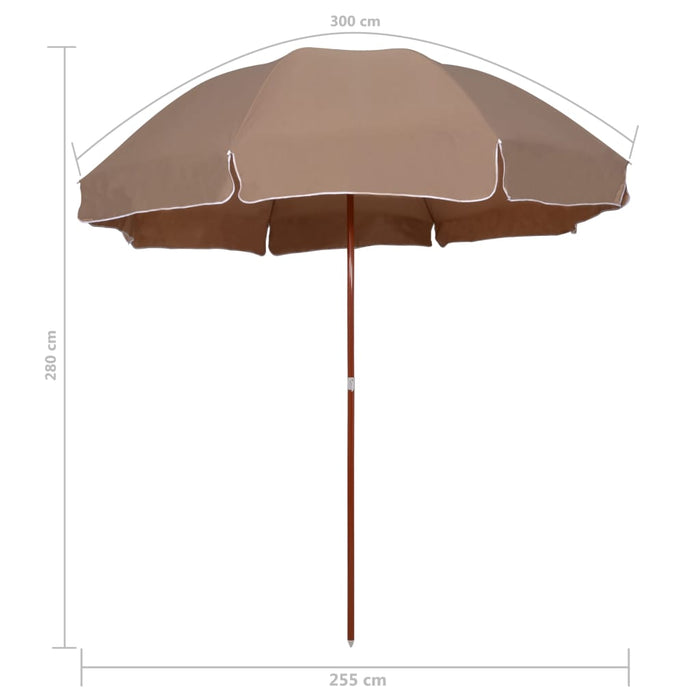 Umbrelă de soare de grădină, stâlp din oțel, taupe, 300 cm - WALTI WALTI