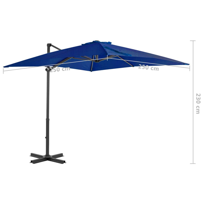 Umbrelă în consolă, stâlp din aluminiu albastru azur 250x250 cm - WALTI WALTI