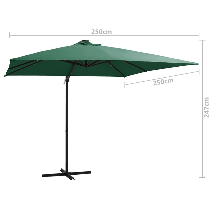 Umbrelă în consolă cu LED, stâlp din oțel, verde, 250x250 cm - WALTI WALTI