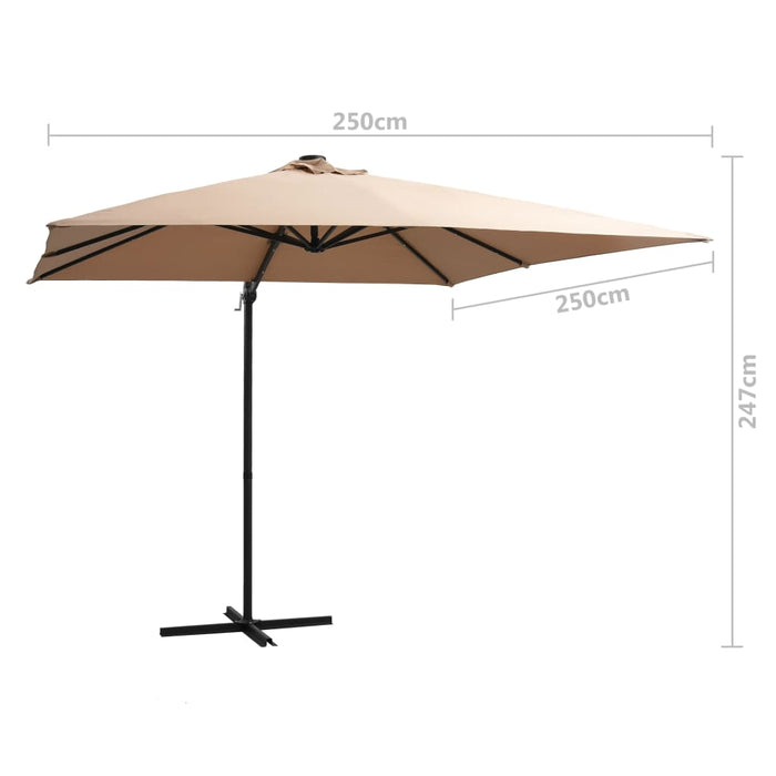 Umbrelă în consolă cu LED, stâlp din oțel, taupe, 250x250 cm - WALTI WALTI