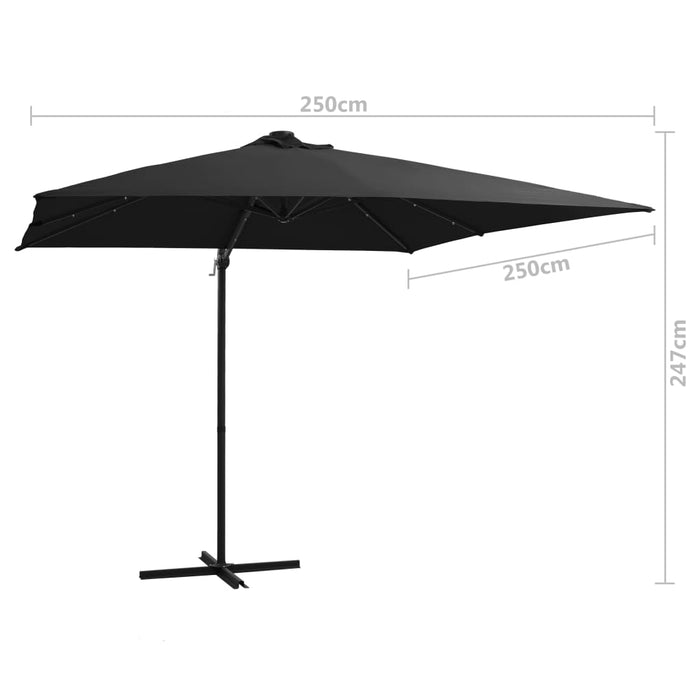 Umbrelă în consolă cu LED, stâlp din oțel, negru, 250x250 cm - WALTI WALTI