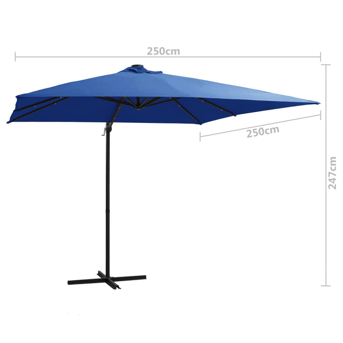 Umbrelă consolă cu LED, stâlp din oțel albastru azur 250x250 cm - WALTI WALTI