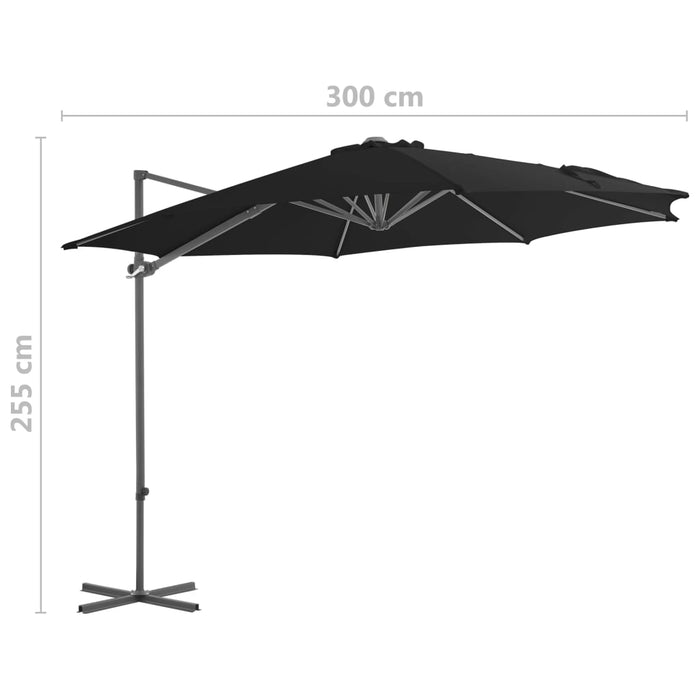 Umbrelă consolă de grădină, stâlp din oțel, negru, 300 cm - WALTI WALTI