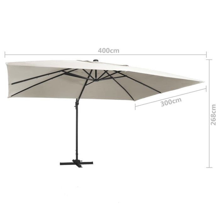 Umbrelă în consolă cu LED, stâlp din aluminiu nisipiu 400x300cm - WALTI WALTI