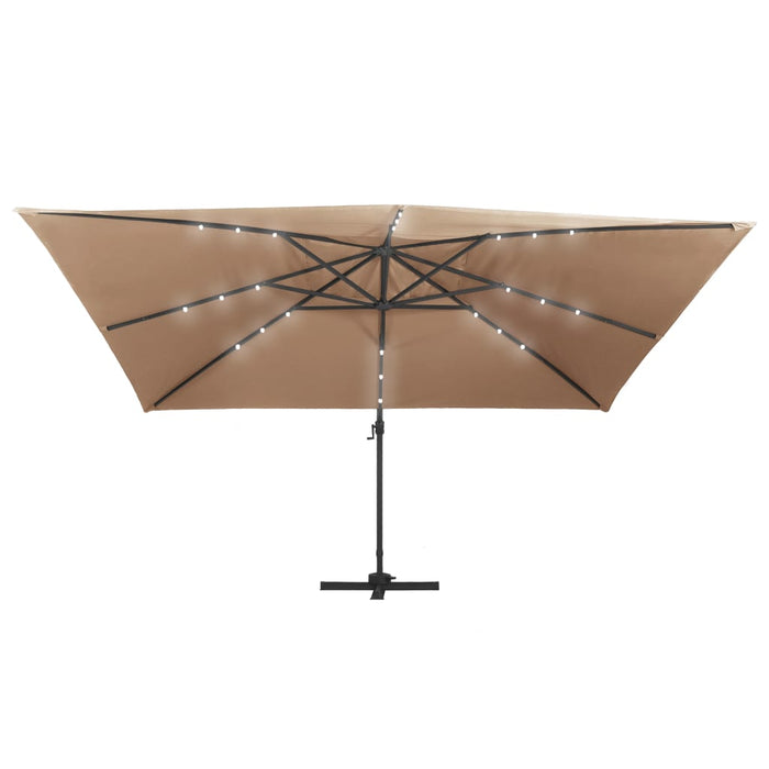 Umbrelă în consolă cu LED, stâlp din aluminiu taupe 400x300 cm - WALTI WALTI