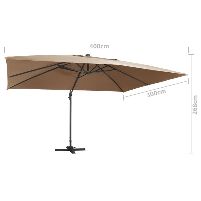 Umbrelă în consolă cu LED, stâlp din aluminiu taupe 400x300 cm - WALTI WALTI