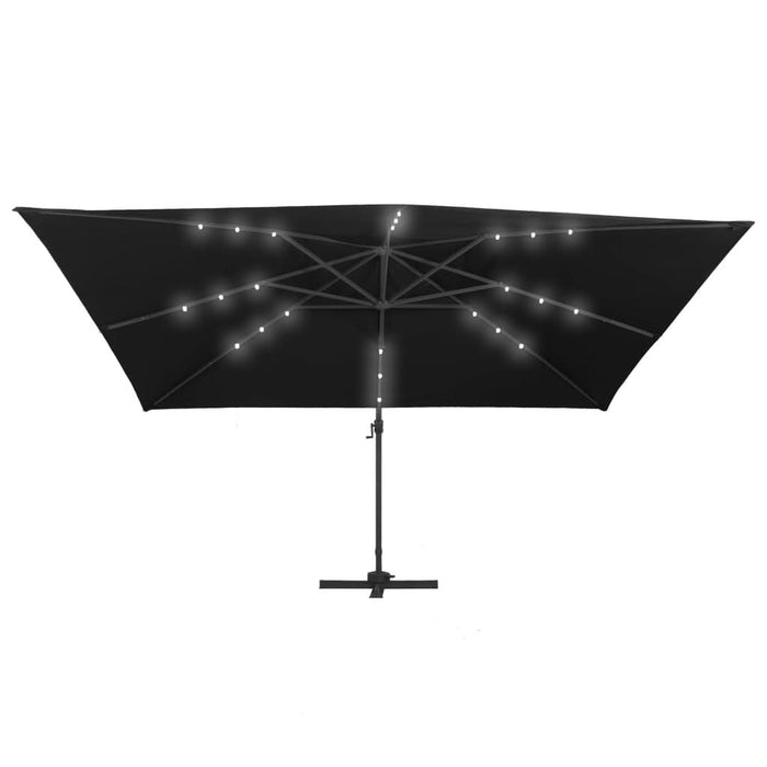 Umbrelă suspendată cu LED și stâlp aluminiu negru 400x300 cm - WALTI WALTI