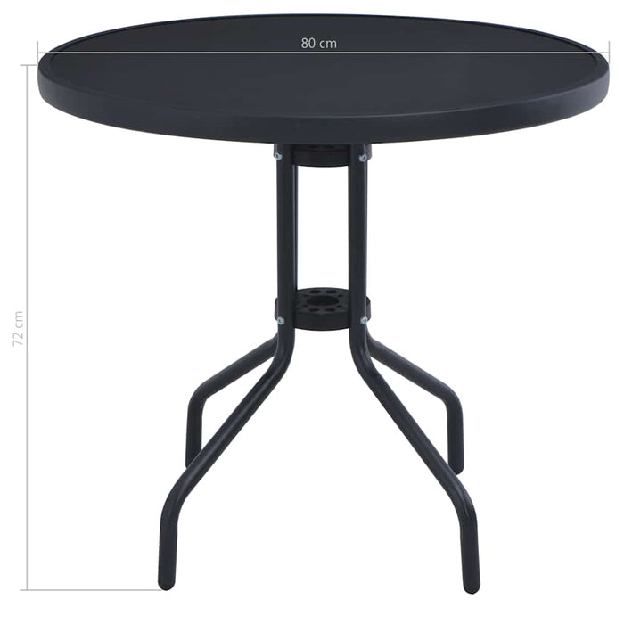Masă de grădină, negru, 80 cm, oțel și sticlă - WALTI WALTI
