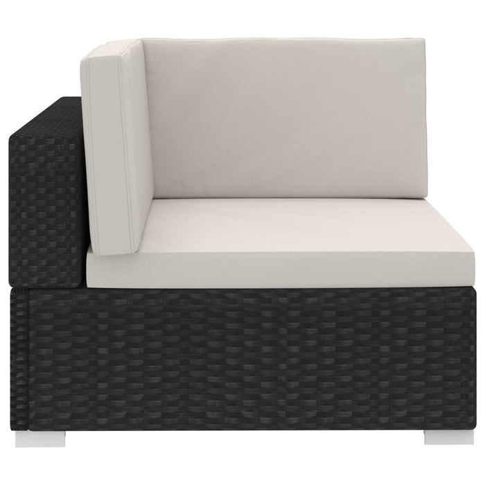 Set mobilier de grădină cu perne, 3 piese, negru, poliratan WALTI