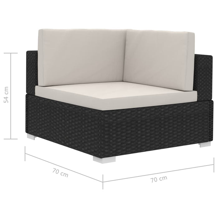 Set mobilier de grădină cu perne, 3 piese, negru, poliratan WALTI
