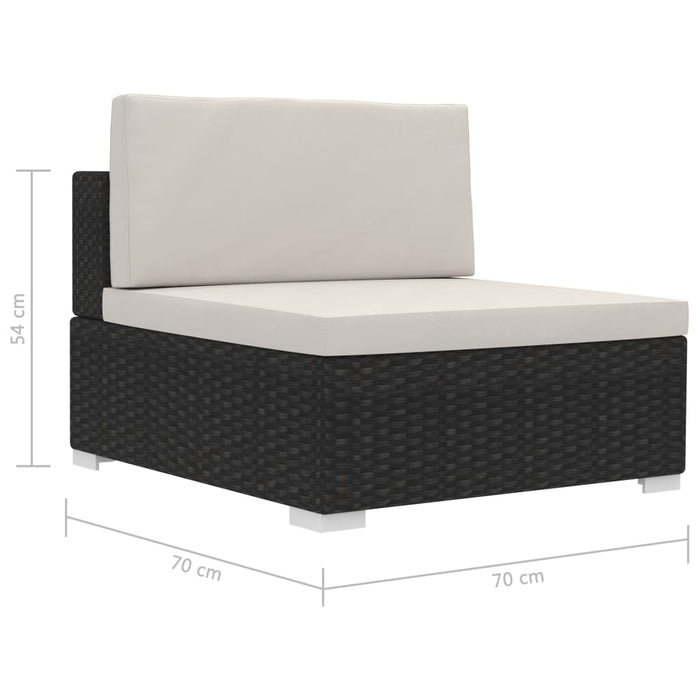 Set mobilier de grădină cu perne, 3 piese, negru, poliratan WALTI
