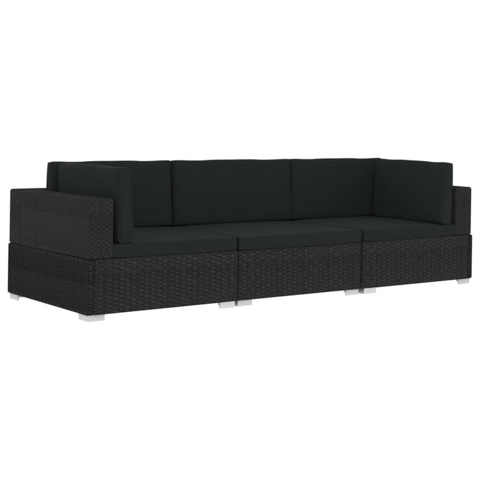 Set mobilier de grădină cu perne, 3 piese, negru, poliratan - WALTI WALTI