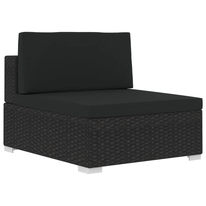 Set mobilier de grădină cu perne, 3 piese, negru, poliratan - WALTI WALTI