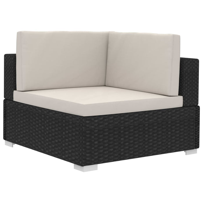 Set mobilier de grădină cu perne, 4 piese, negru, poliratan - WALTI WALTI