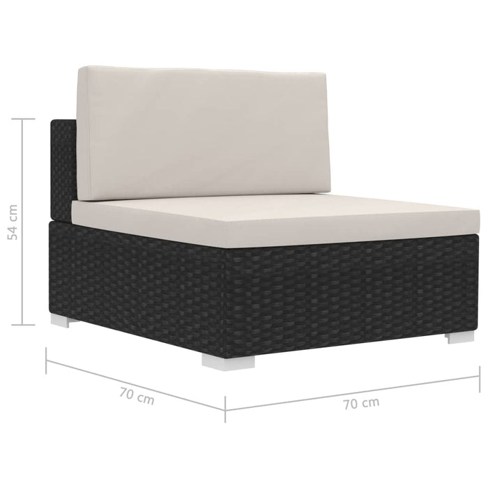 Set mobilier de grădină cu perne, 4 piese, negru, poliratan - WALTI WALTI