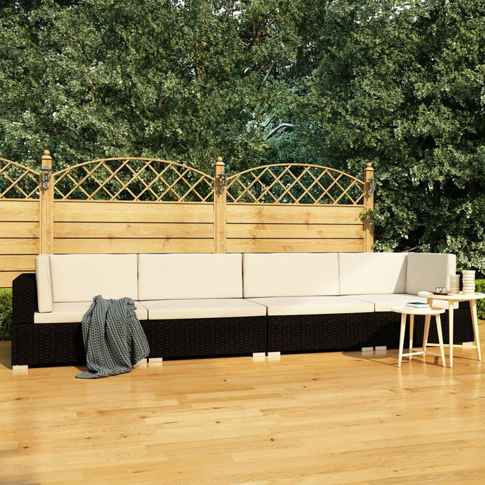 Set mobilier de grădină cu perne, 4 piese, negru, poliratan - WALTI WALTI