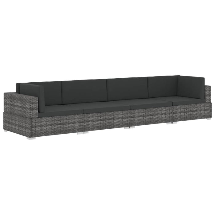 Set canapele de grădină cu perne, 4 piese, gri, poliratan - WALTI WALTI