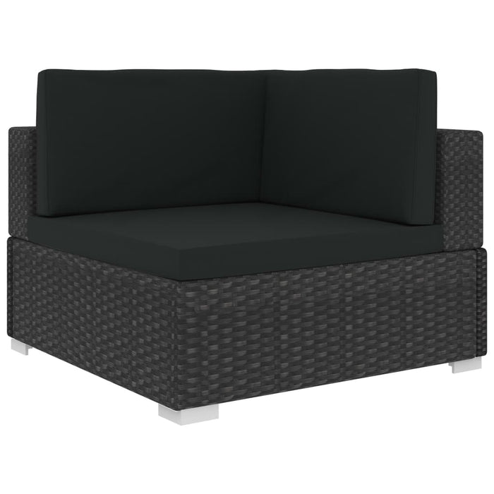 Set mobilier de grădină cu perne, 4 piese, negru, poliratan WALTI