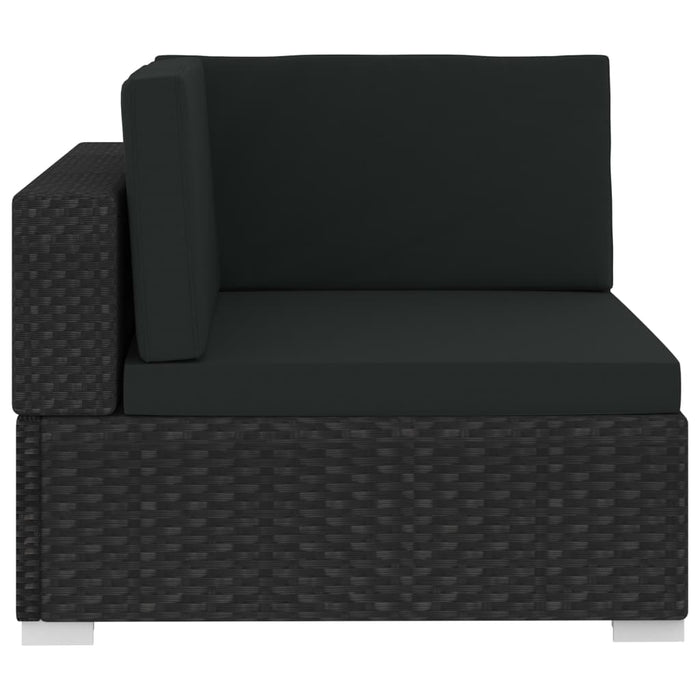 Set mobilier de grădină cu perne, 4 piese, negru, poliratan WALTI