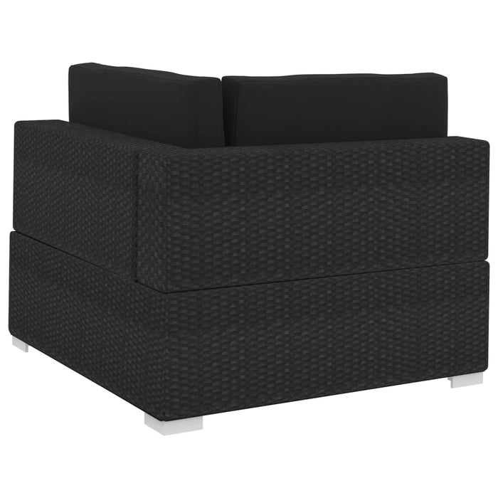 Set mobilier de grădină cu perne, 4 piese, negru, poliratan WALTI