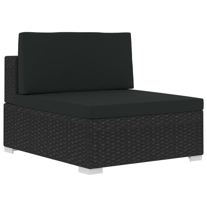 Set mobilier de grădină cu perne, 4 piese, negru, poliratan WALTI