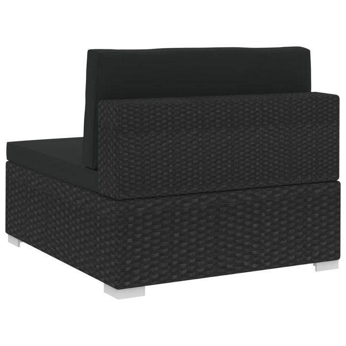 Set mobilier de grădină cu perne, 4 piese, negru, poliratan WALTI