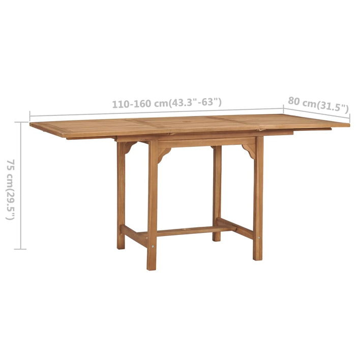 Masă de grădină extensibilă (110-160)x80x75cm lemn masiv tec - WALTI WALTI