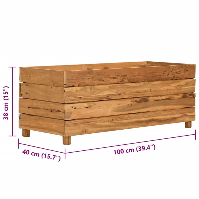 Strat înălțat, 100x40x38 cm, lemn de tec reciclat și oțel - WALTI WALTI