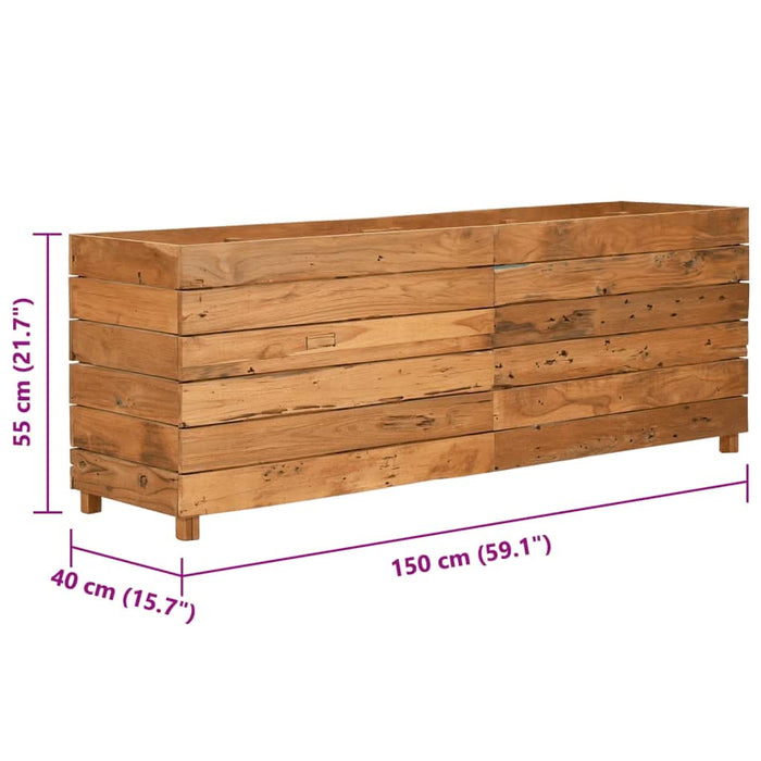 Strat înălțat, 150x40x55 cm, lemn de tec reciclat și oțel - WALTI WALTI