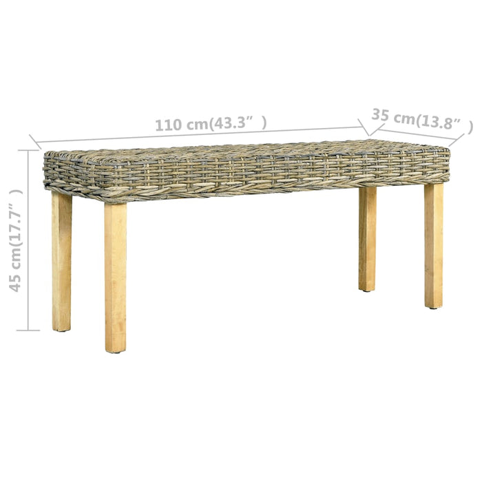 Bancă, natural, 110 cm, ratan kubu & lemn masiv de mahon - WALTI WALTI