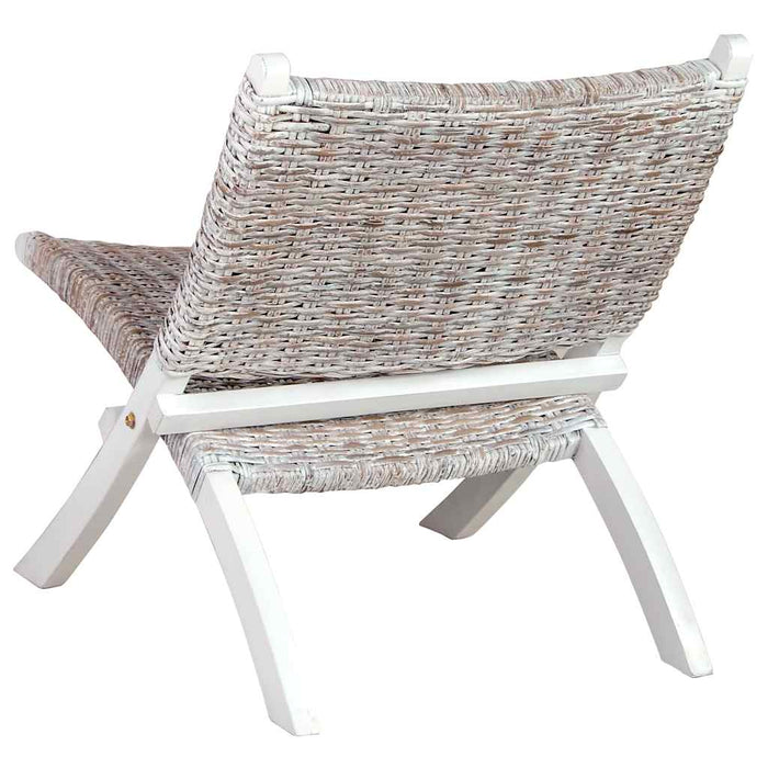 Scaun relaxare, alb & natural, ratan kubu & lemn masiv de mahon - WALTI WALTI