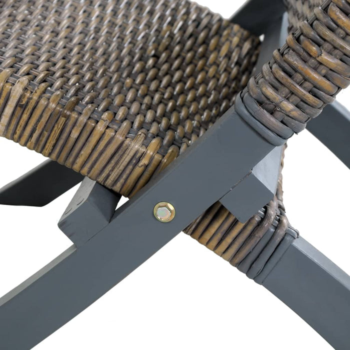 Scaun relaxare, gri & natural, ratan kubu & lemn masiv de mahon - WALTI WALTI