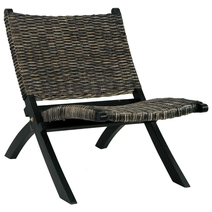Scaun relaxare negru & natural ratan kubu & lemn masiv de mahon - WALTI WALTI