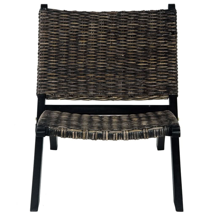 Scaun relaxare negru & natural ratan kubu & lemn masiv de mahon - WALTI WALTI