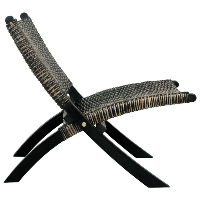 Scaun relaxare negru & natural ratan kubu & lemn masiv de mahon - WALTI WALTI
