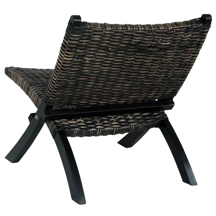 Scaun relaxare negru & natural ratan kubu & lemn masiv de mahon - WALTI WALTI