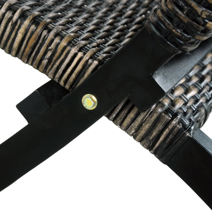 Scaun relaxare negru & natural ratan kubu & lemn masiv de mahon - WALTI WALTI