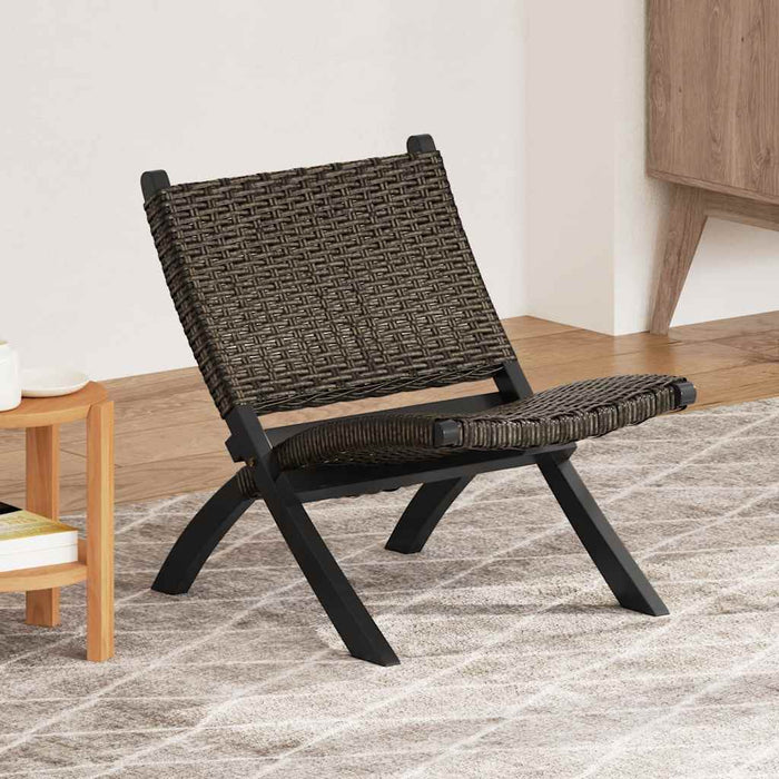 Scaun relaxare negru & natural ratan kubu & lemn masiv de mahon - WALTI WALTI