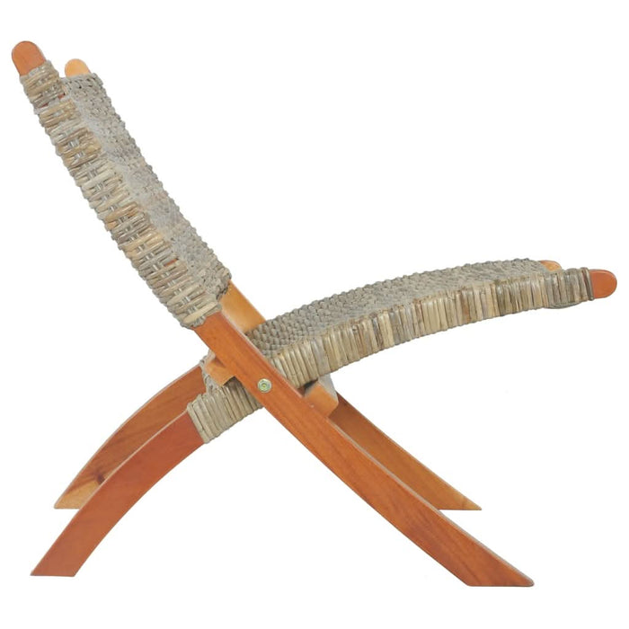 Scaun relaxare, natural, ratan kubu și lemn masiv de mahon - WALTI WALTI