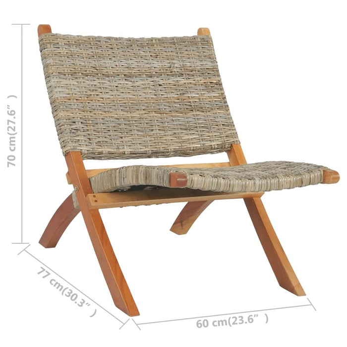 Scaun relaxare, natural, ratan kubu și lemn masiv de mahon - WALTI WALTI