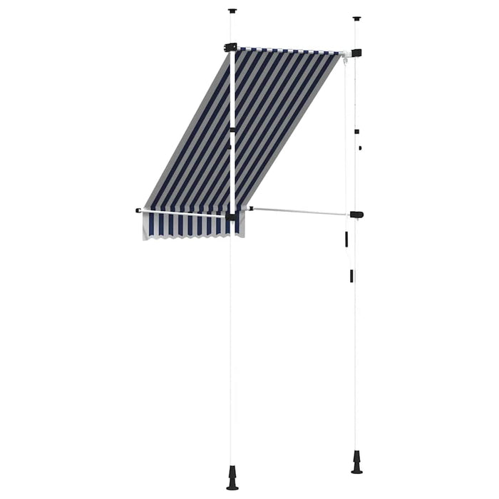 Copertină retractabilă manual, dungi albastru și alb, 100 cm - WALTI WALTI