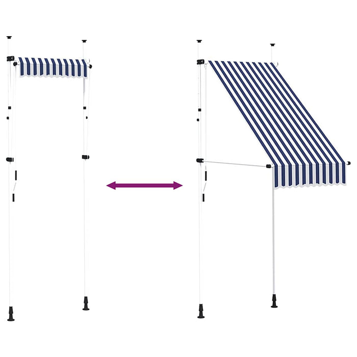 Copertină retractabilă manual, dungi albastru și alb, 100 cm - WALTI WALTI