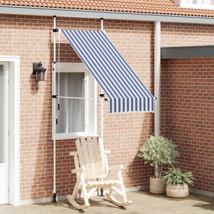 Copertină retractabilă manual, dungi albastru și alb, 100 cm - WALTI WALTI