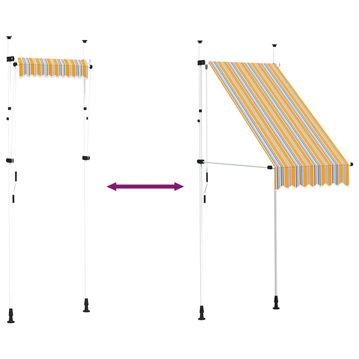 Copertină retractabilă manual, galben & albastru, 100 cm, dungi - WALTI WALTI